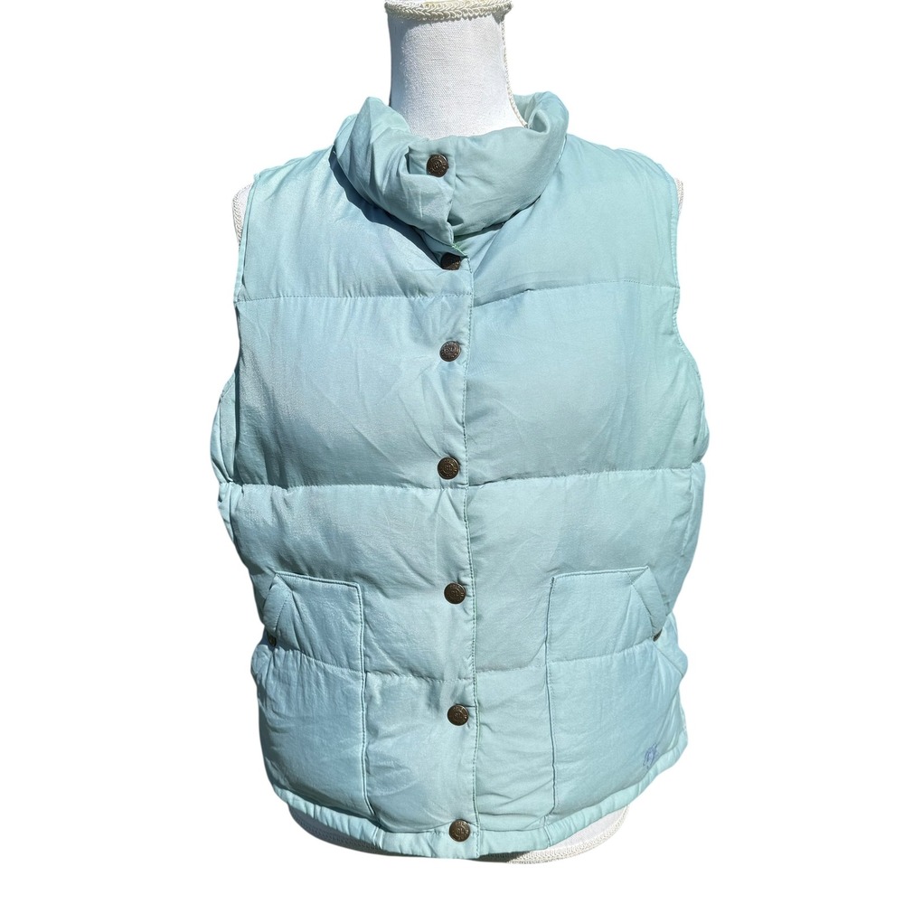 Vintage Ralph Lauren Polo Reversible Puffer Vest Blue Green Down Fill Womens‎ M
